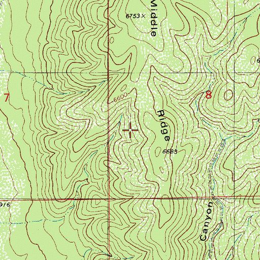 Topographic Map of Middle Ridge, UT