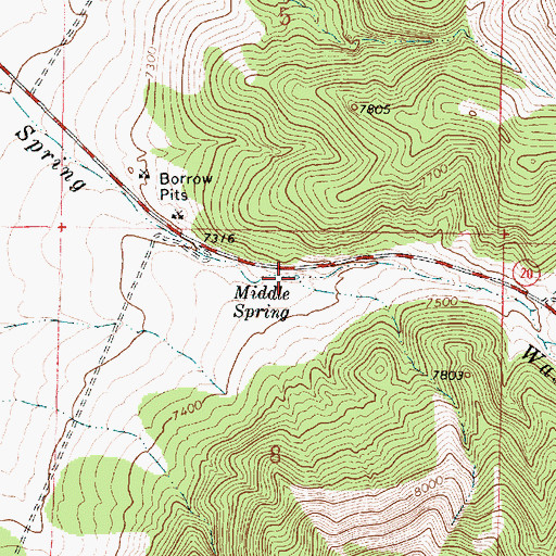 Topographic Map of Middle Spring, UT