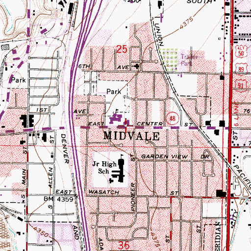 Topographic Map of Midvale, UT