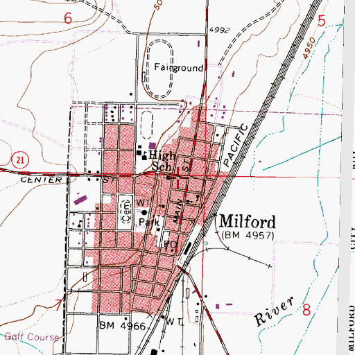 Topographic Map of Milford, UT