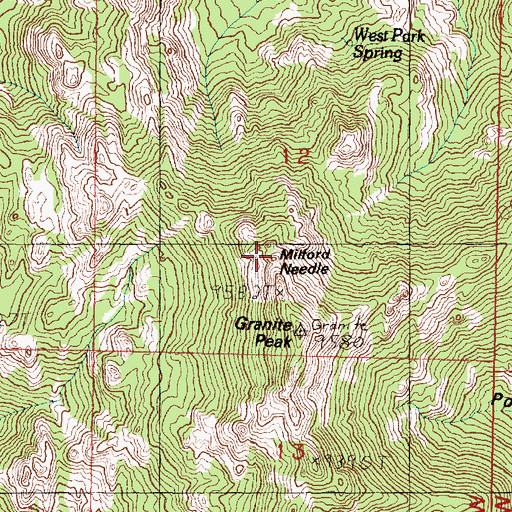 Topographic Map of Milford Needle, UT