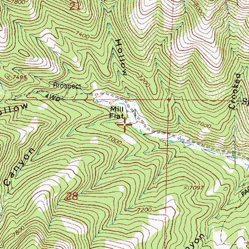 Topographic Map of Mill Canyon, UT