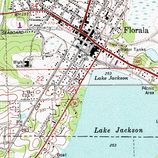Topographic Map of Church of Christ, AL