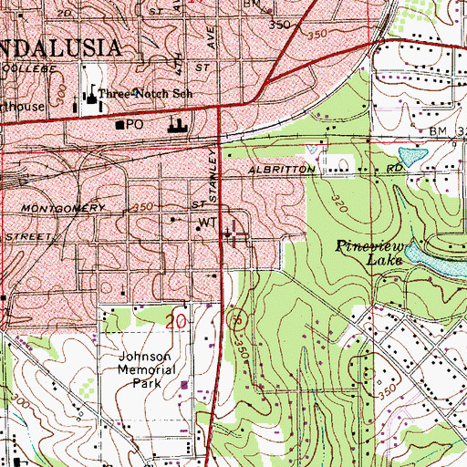 Topographic Map of Church of Christ, AL