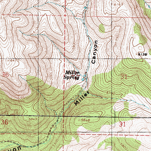 Topographic Map of Miller Spring, UT