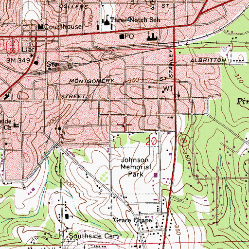 Topographic Map of Church of the Living God, AL