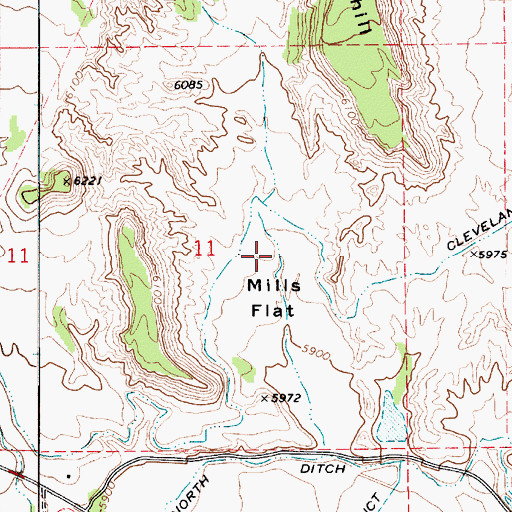 Topographic Map of Mills Flat, UT