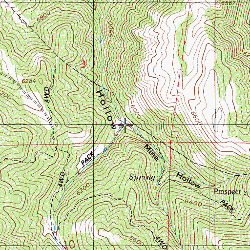 Topographic Map of Mine Hollow, UT