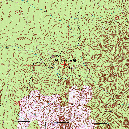 Topographic Map of Miner Hill, UT