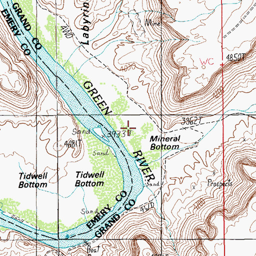 Topographic Map of Mineral Bottom, UT