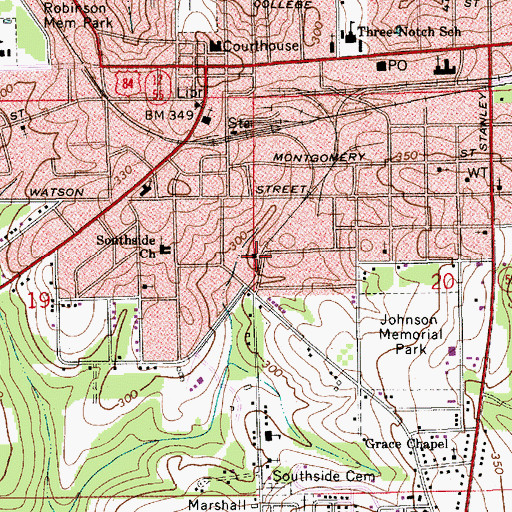 Topographic Map of Church of the Pure in Heart, AL