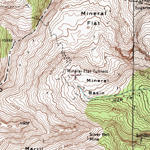 Topographic Map of Mineral Flat Tunnels, UT