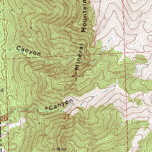 Topographic Map of Mineral Mountain, UT