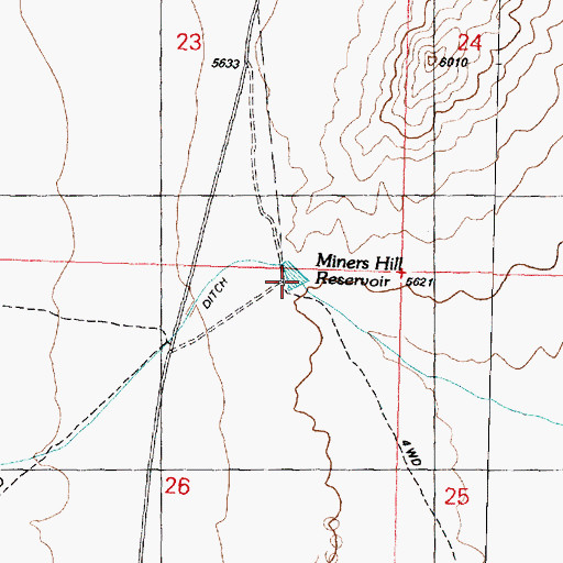 Topographic Map of Miners Hill Reservoir, UT