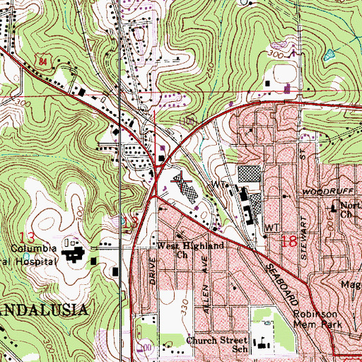 Topographic Map of Covington Mall Shopping Center, AL