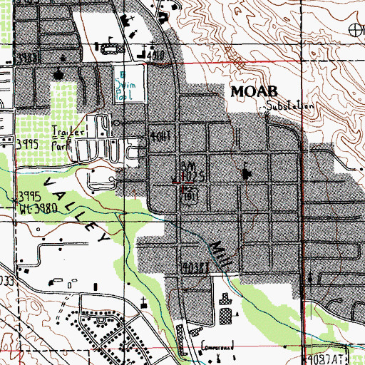Topographic Map of Moab, UT