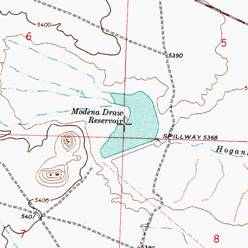 Topographic Map of Modena Draw Reservoir, UT