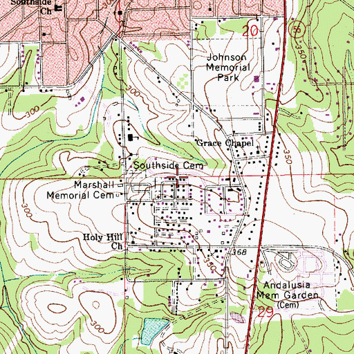 Topographic Map of Emmanuel Baptist Church, AL