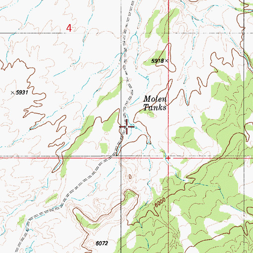 Topographic Map of Molen Tanks, UT