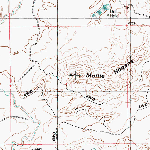 Topographic Map of Mollie Hogans, UT