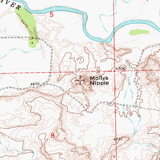 Topographic Map of Mollys Nipple, UT
