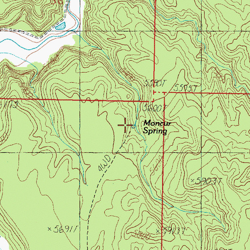 Topographic Map of Moncur Spring, UT