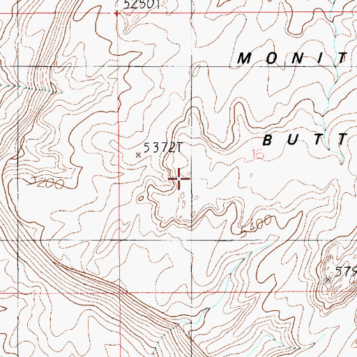 Topographic Map of Monitor Butte, UT