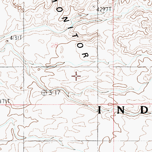 Topographic Map of Monitor Mesa, UT