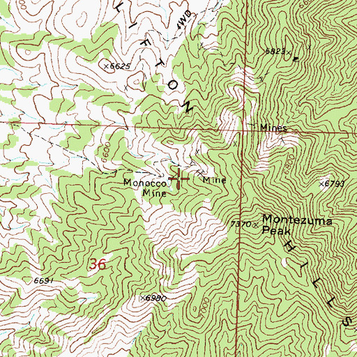 Topographic Map of Monocco Mine, UT