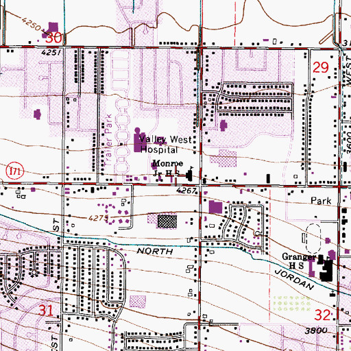 Topographic Map of Monroe Junior High School, UT