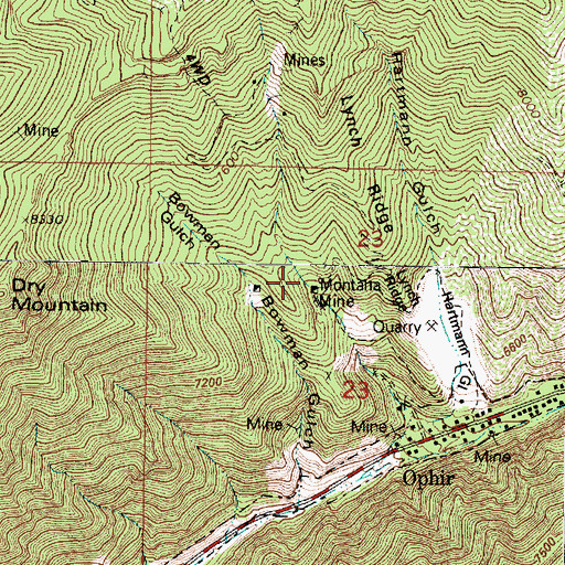 Topographic Map of Montana Mine, UT