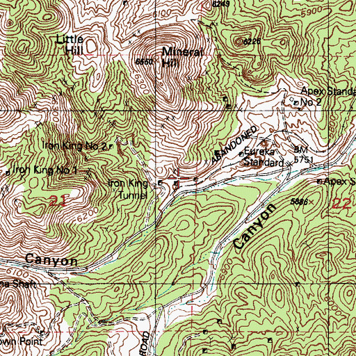 Topographic Map of Montana Shaft, UT