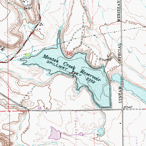 Topographic Map of Montes Creek Reservoir, UT