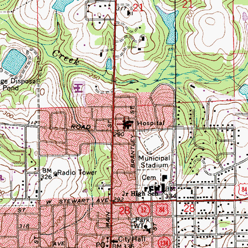 Topographic Map of Mizell Memorial Hospital, AL