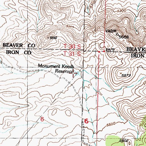 Topographic Map of Monument Knolls Reservoir, UT