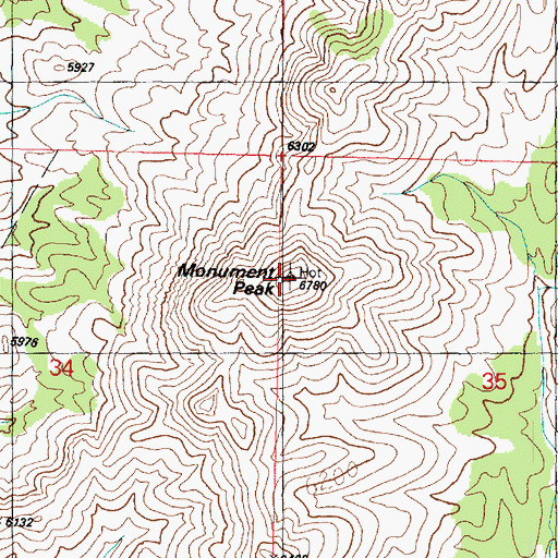 Topographic Map of Monument Peak, UT