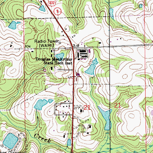 Topographic Map of Opp Public Library, AL