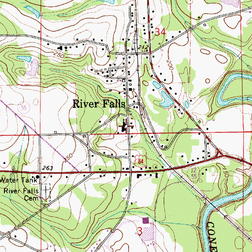 Topographic Map of River Falls Baptist Church, AL