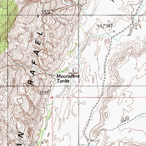 Topographic Map of Moonshine Tanks, UT