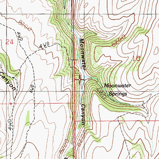 Topographic Map of Moonwater Springs, UT