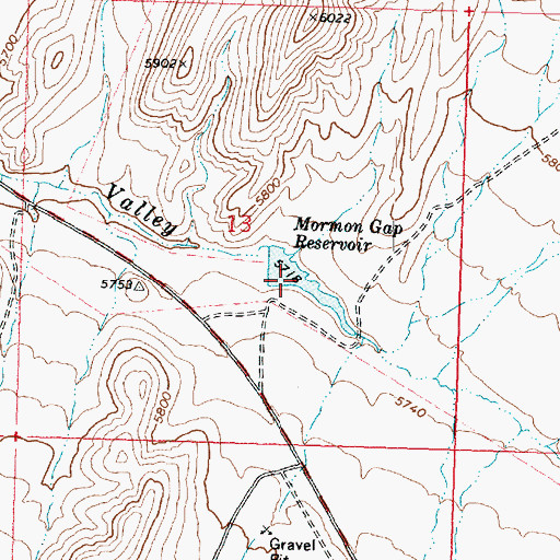 Topographic Map of Mormon Gap Reservoir, UT