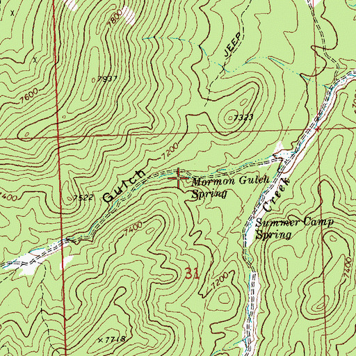 Topographic Map of Mormon Gulch Spring, UT
