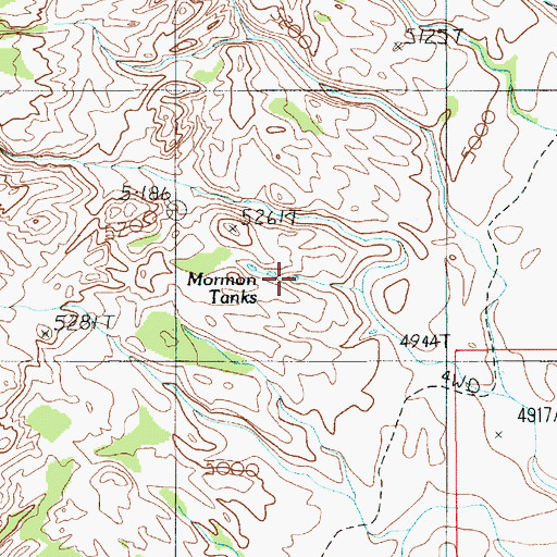 Topographic Map of Mormon Tanks, UT