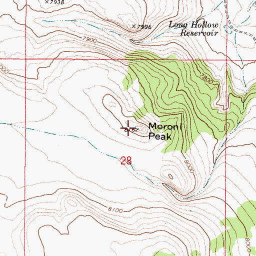 Topographic Map of Moroni Peak, UT