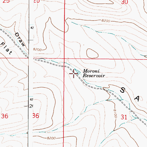 Topographic Map of Moroni Reservoir, UT