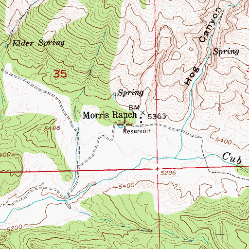 Topographic Map of Morris Ranch, UT