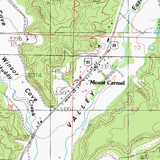 Topographic Map of Mount Carmel, UT