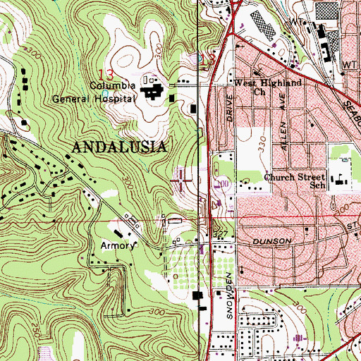 Topographic Map of West Gate Plaza Shopping Center, AL