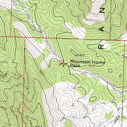 Topographic Map of Mountain Home Pass, UT