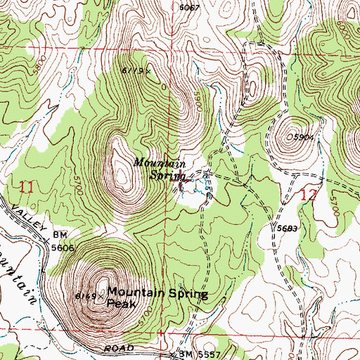 Topographic Map of Mountain Spring, UT